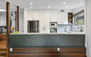 White and wooden aesthetic kitchen
